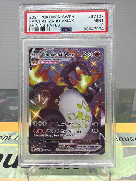 2021POKEMON SWSH FA/CHARIZARD VMAX SHINING FATES PSA 9 MINT #SV107