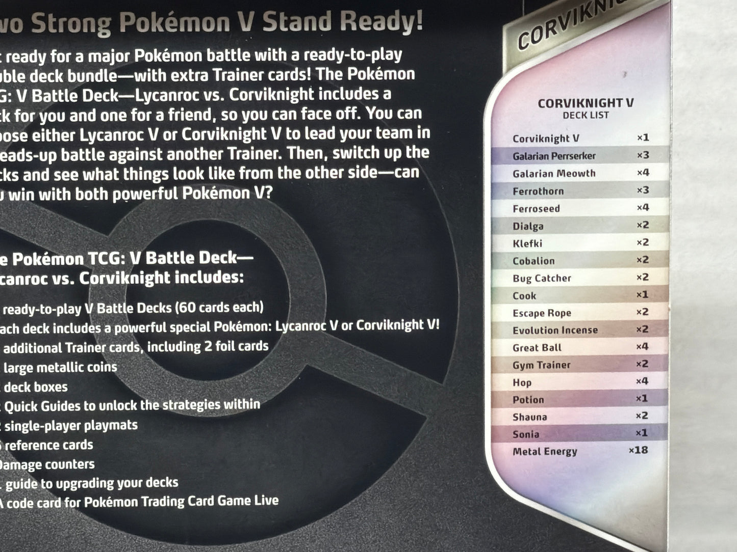 POKÉMON V BATTLE DECK LYCANROC VS. CORVIKNIGHT ￼