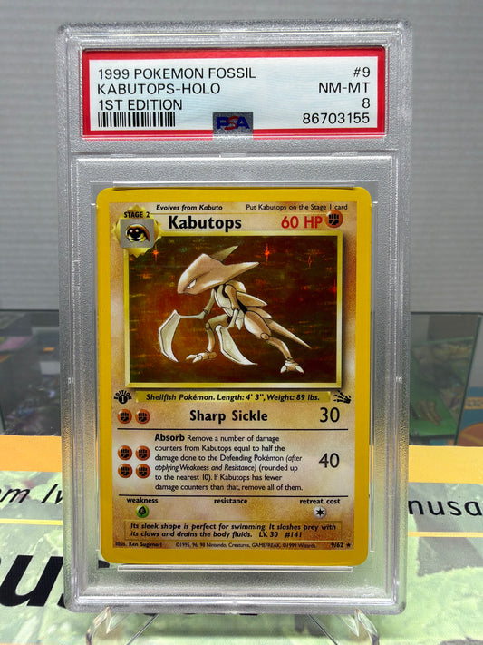 1999 Pokémon fossil Kabutops – Holo PSA 8 NM-MT
