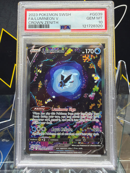 2023 Pokémon SWSH FA/Lumineon V crown zenith PSA 10 GEM MT￼