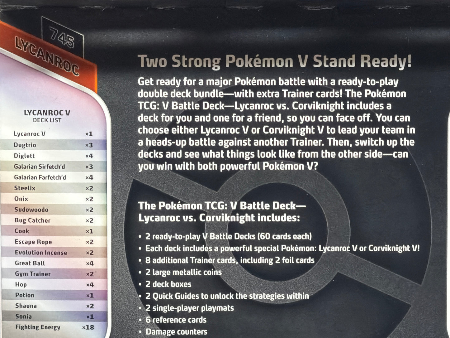 POKÉMON V BATTLE DECK LYCANROC VS. CORVIKNIGHT ￼