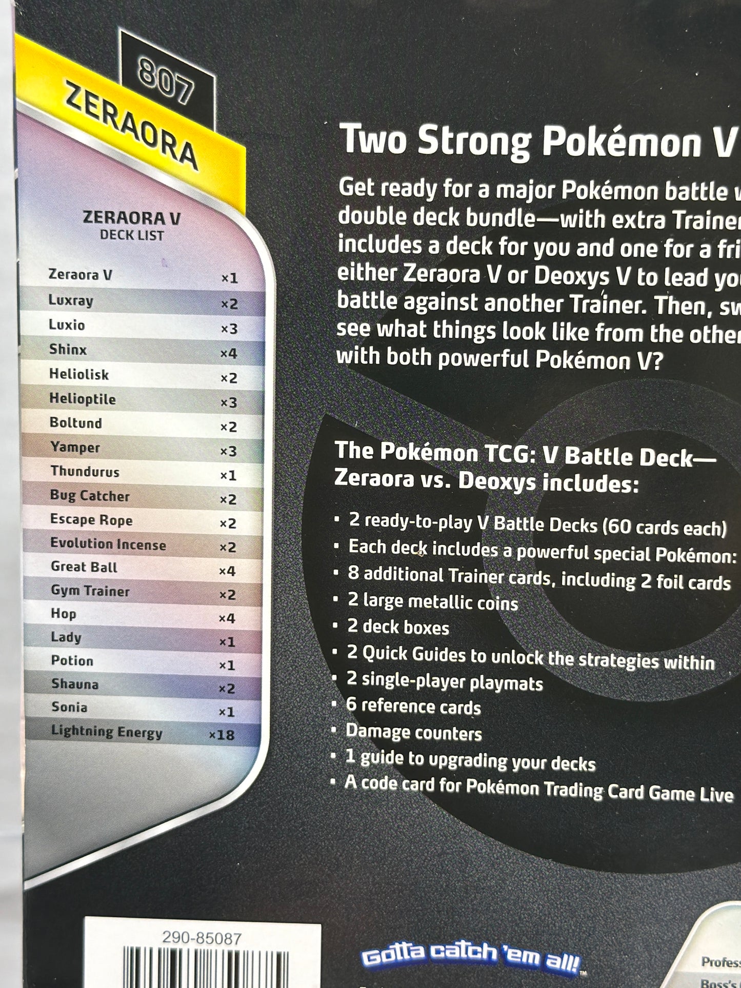 POKÉMON V BATTLE DECK ￼ZERAORA VS. DEOXYS