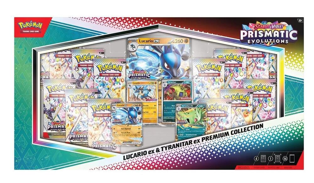 PRISMATIC EVOLUTIONS LUCARIO EX & TYRANITAR EX PREMIUM COLLECTION
